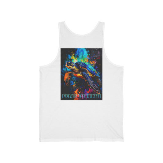 sea turtle tank top, unisex beachwear, summer tank, eco-friendly clothing, graphic tank top, casual summer outfit, ocean animal shirt, nature tank, colorful, turtle tee, beach fashion