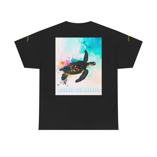 turtle graphic tee, ocean lover shirt, unisex beachwear, eco-friendly t-shirt, summer casual wear, sea turtle apparel, marine life tee, colorful animal shirt, nature lover gift, beach graphic shirt